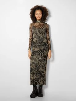 BERSHKA Maxi Jurken Jurk Dames Chamois -Jurk Stijl Verkoop 1a018d20c794911009194da0252038dc