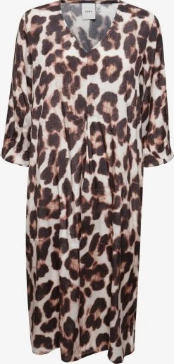 ICHI Zomerjurken Zomerjurk Dames Bruin