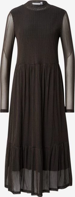 Fransa Midi Jurken Jurk MESH Dames Bruin