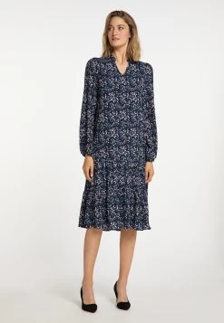Usha Blousejurken Blousejurk Dames Donkerblauw -Jurk Stijl Verkoop 5c21612f6a9f54de2bc3ff3b4ea68756