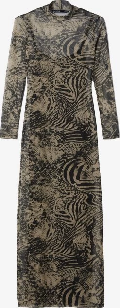 BERSHKA Maxi Jurken Jurk Dames Chamois